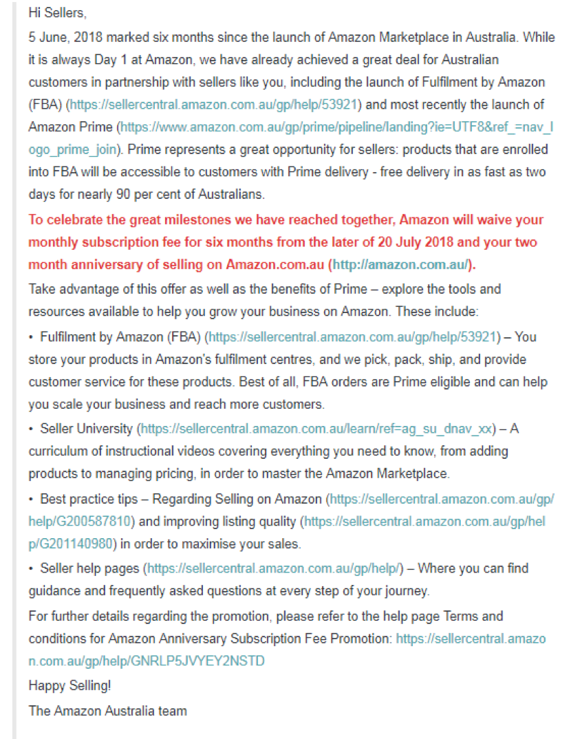 亚马逊澳洲站一大利好！开店满2月，免收半年月租费！