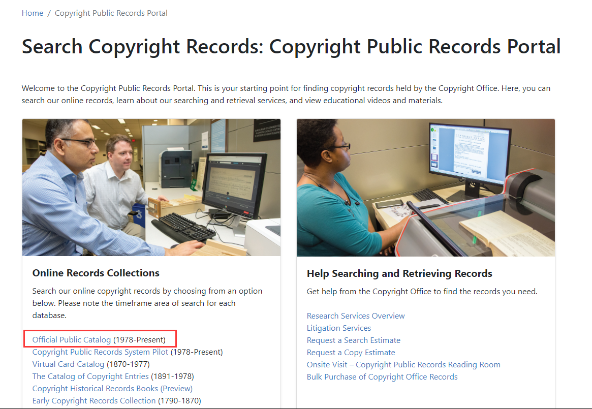 美国版权注册-查询篇