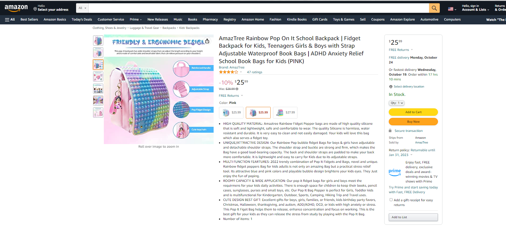 [亚马逊选品洞察] 泡泡解压书包 (Pop Fidget Backpack) 