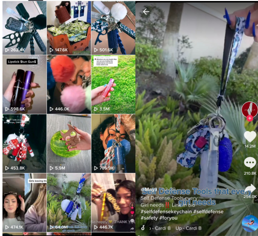 1622597329955331.png 话题搜索33亿次,Tiktok播放量达6400万,美国“自我防卫”品热卖