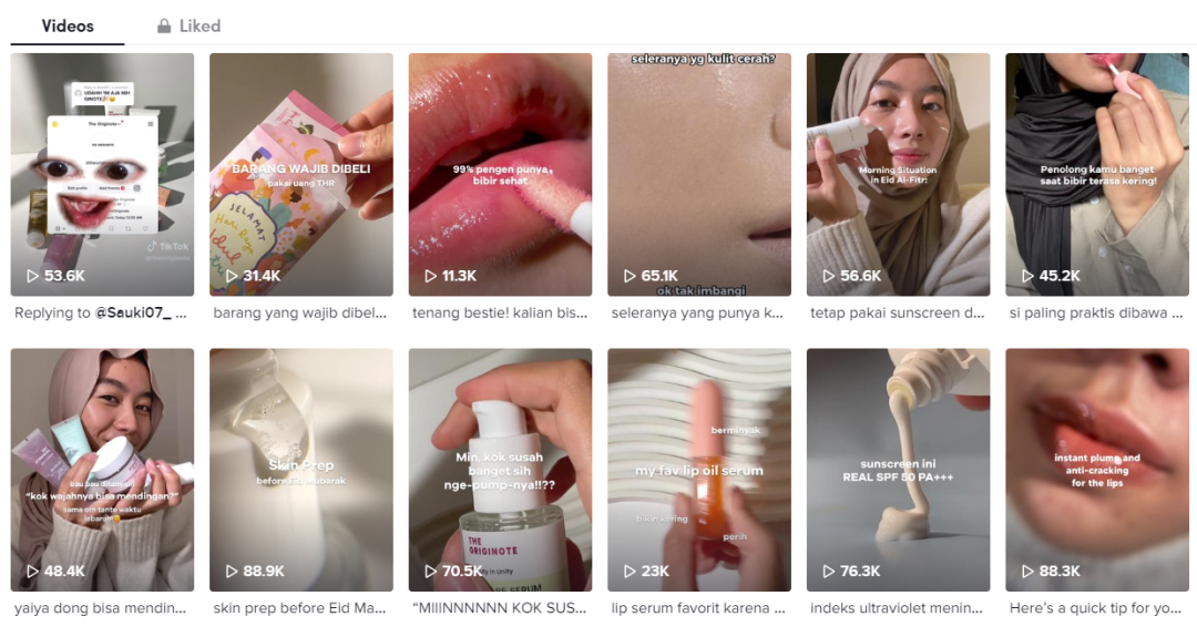 Originote用一款保湿霜拿下印尼TikTok美妆第一名,总销量超120万